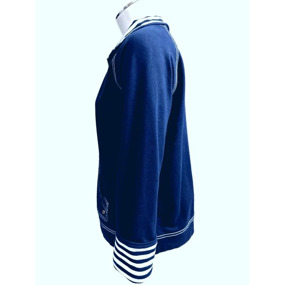 Anne Klein Sport Cotton Polyester Blend Navy Blue Jacket Size M - Picture 3 of 12